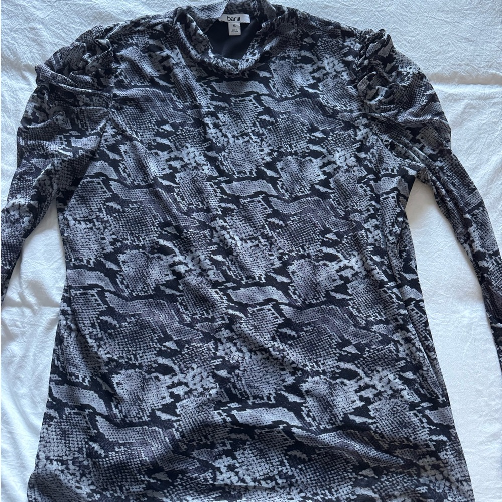 Bar III Black and Gray Snake Print Top